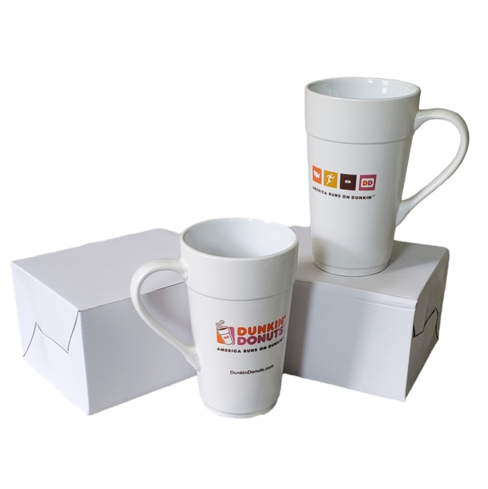 NEW 2 Dunkin Donuts Classic Mugs White 16 oz.